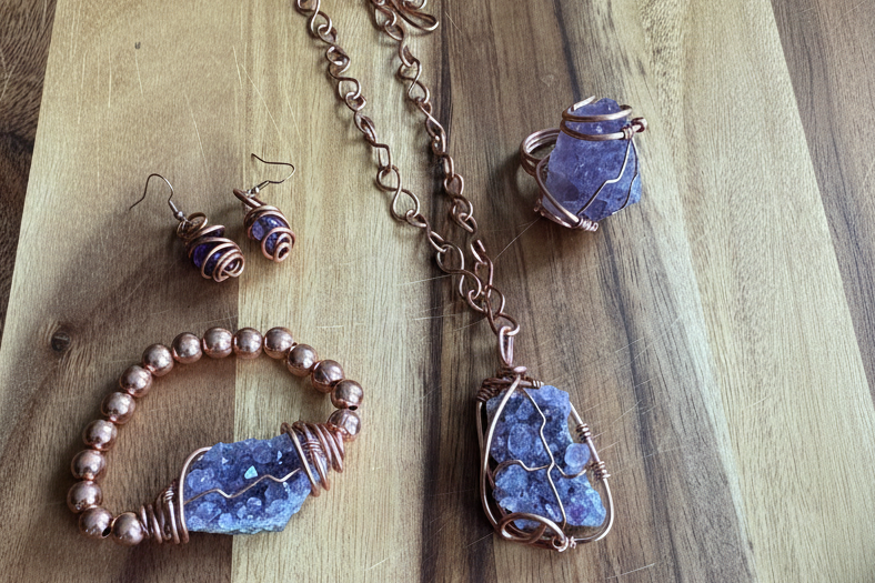 Amethyst Druzy Set