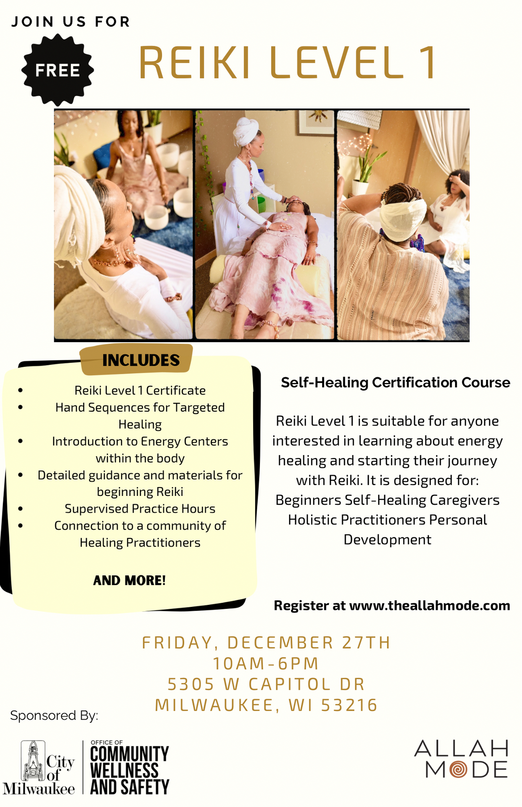 Reiki Level 1 Ceritification - December 27th