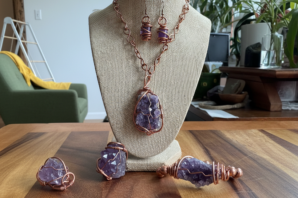Amethyst Druzy Set