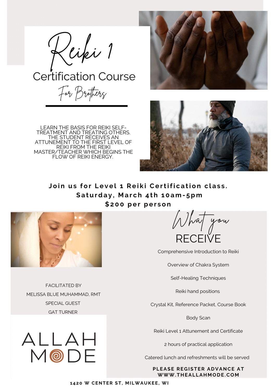 Reiki Level 1 Certification Course For Men-March 4th